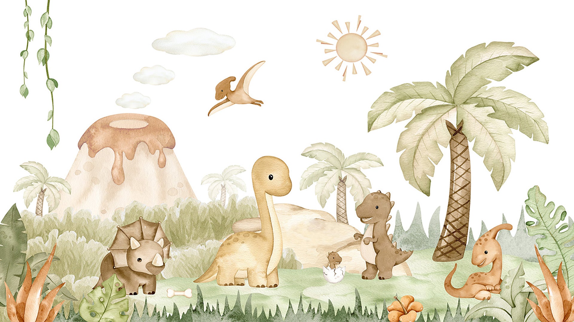 cartoon dinasaur wallpapaper for kids room