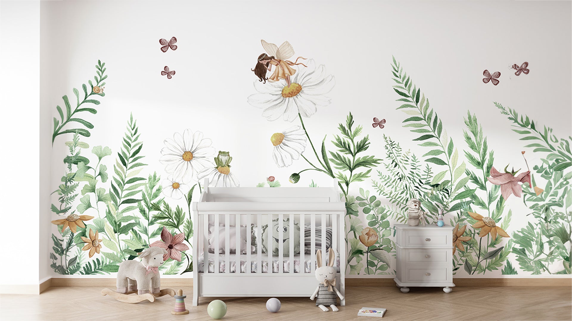 wallpaper with butterfly & fairies for kids room