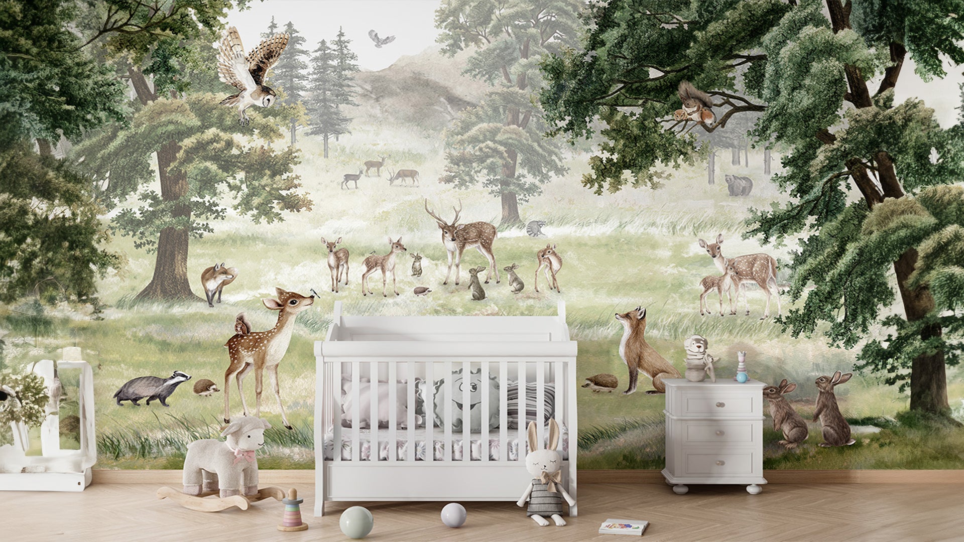 forest animals wallpaper for kids room