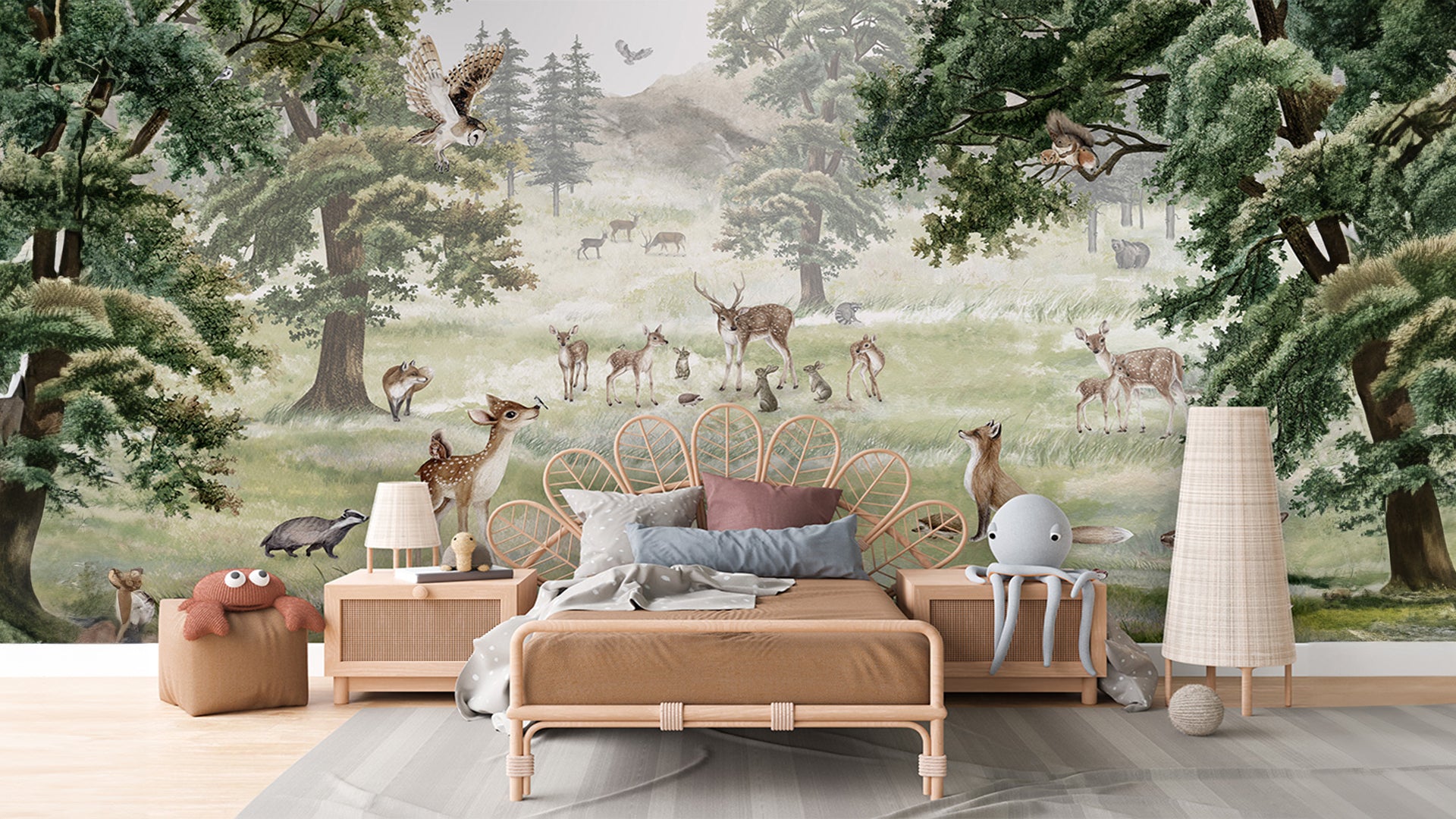 forest animals wallpaper for kids room