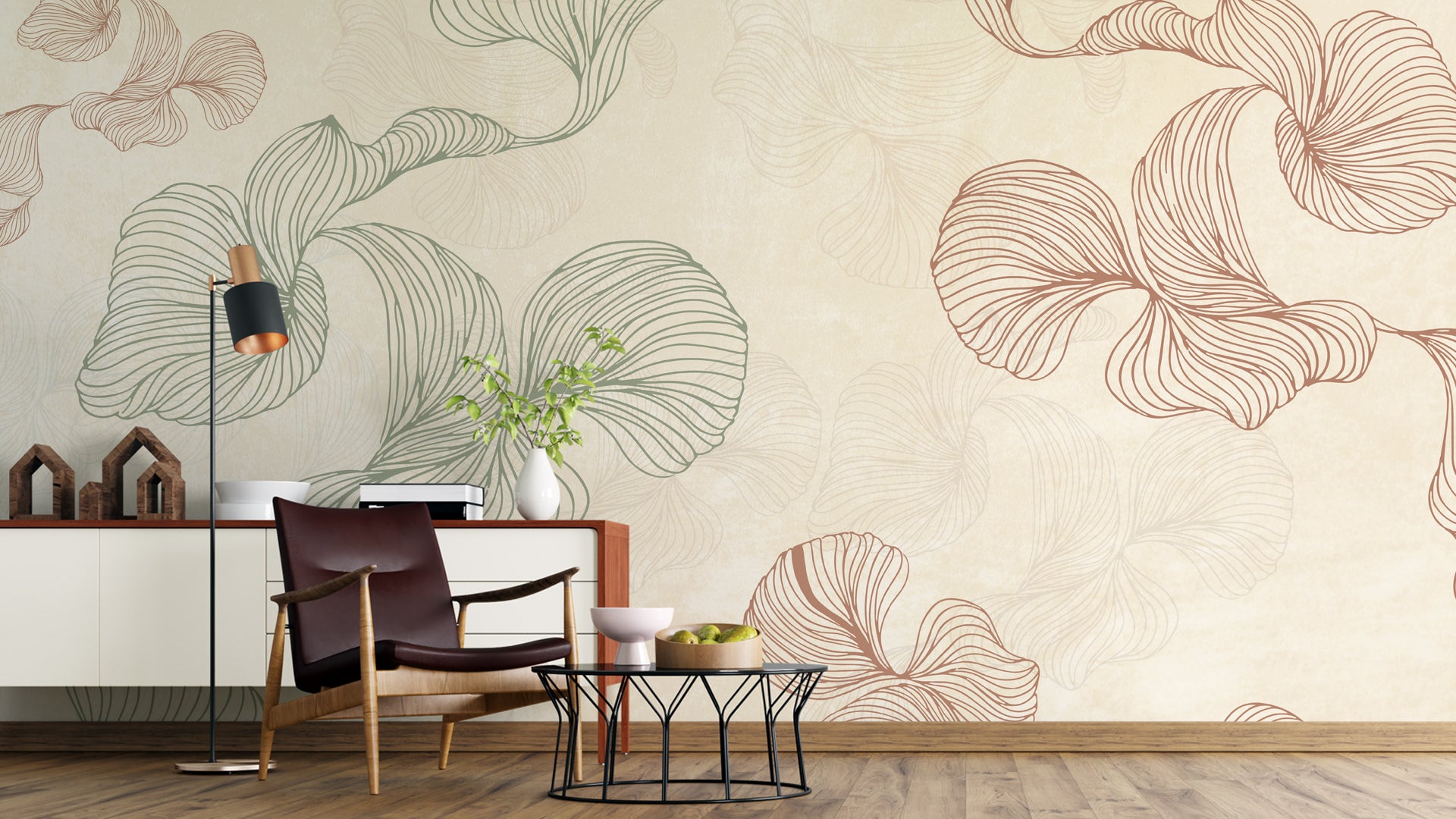 Abstract Floral Wallpaper with  modern artistry