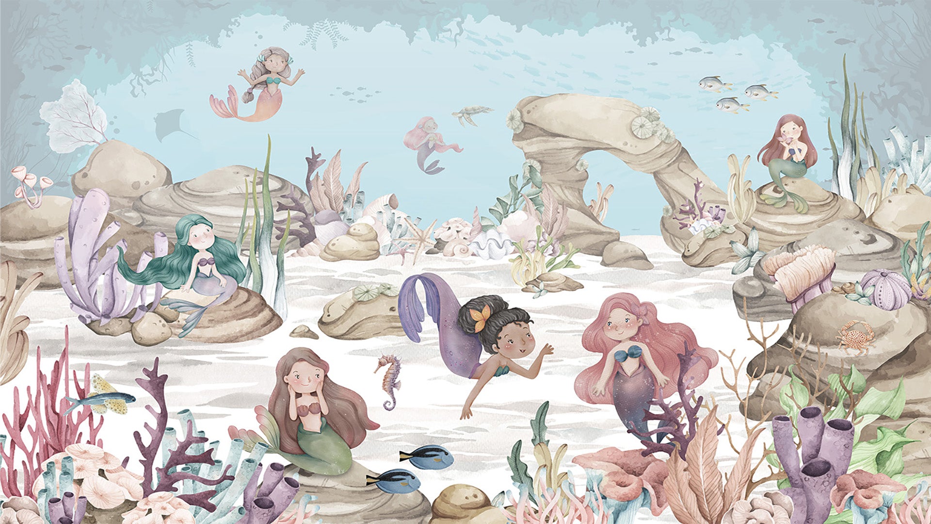 cartoon Mermaid Wallpaper for girls room