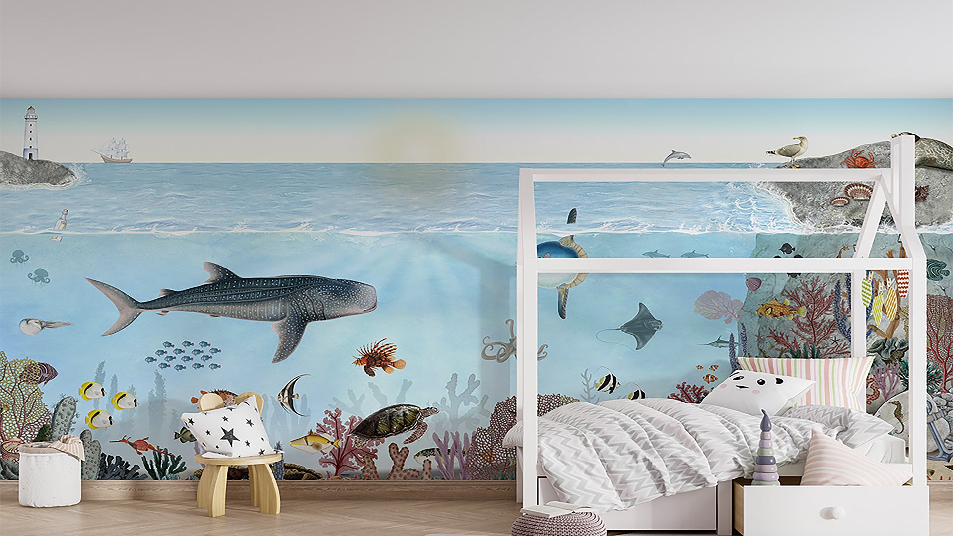 ocean animals wallpaper for nursery