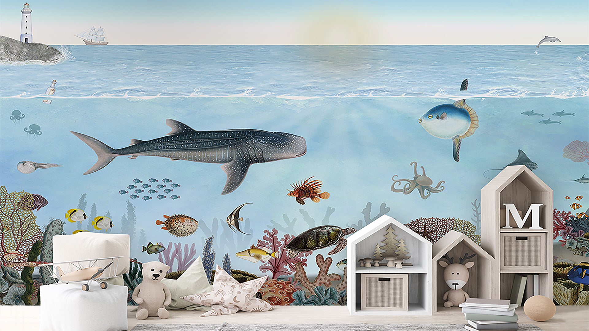 ocean animals wallpaper for nursery