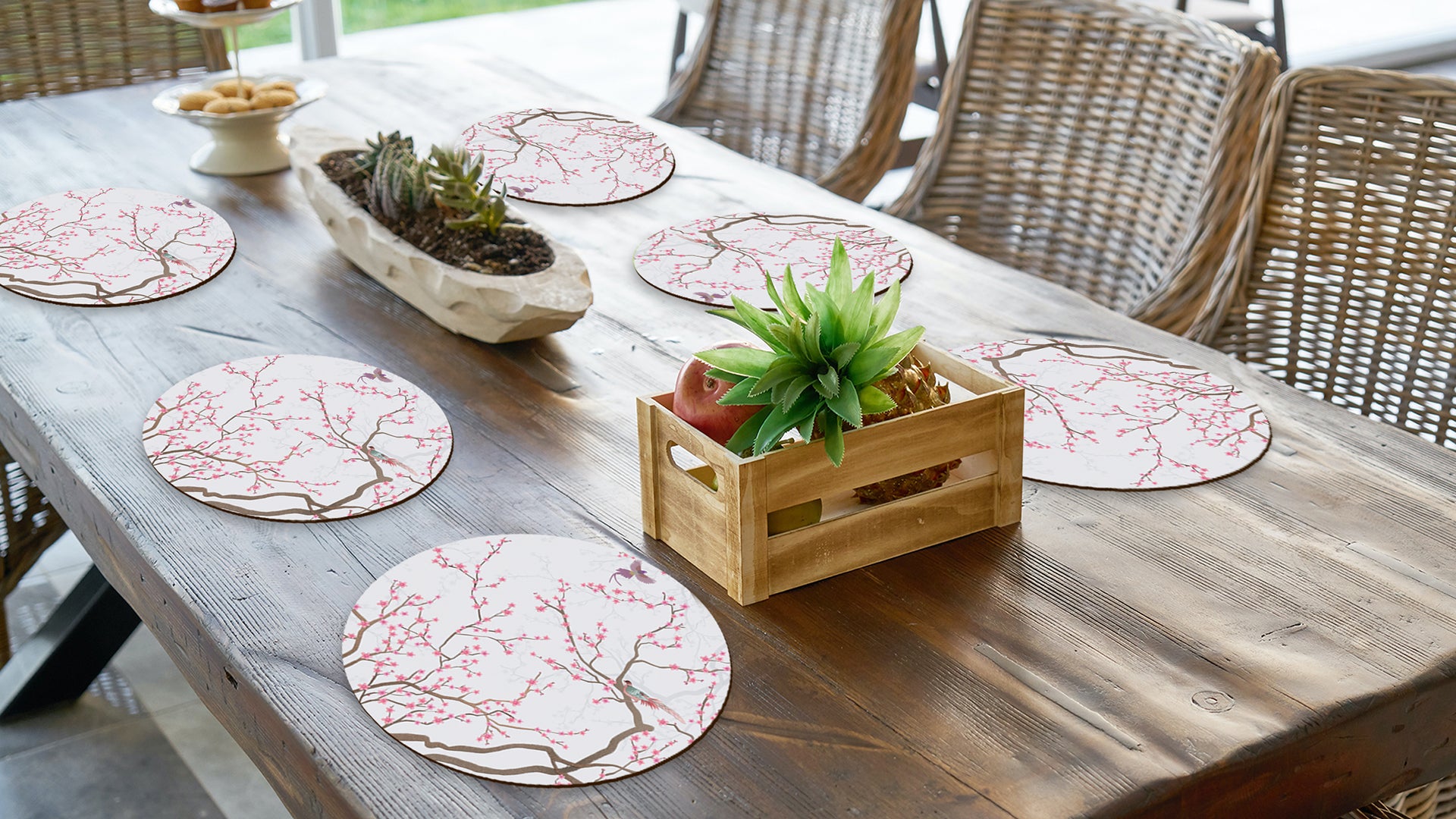 Cherry Charm Premium Printed MDF Wooden Dining Table Mat