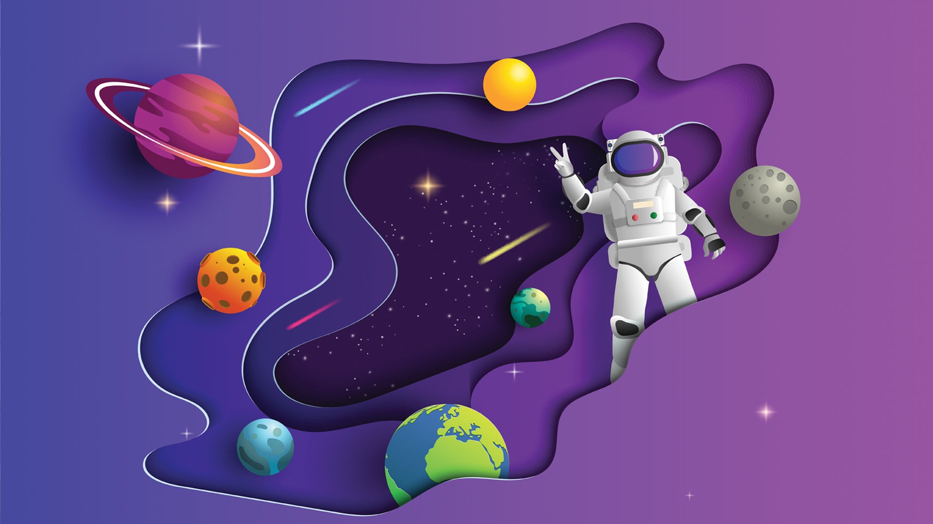 Space Exploration Theme Wallpaper With Solar System