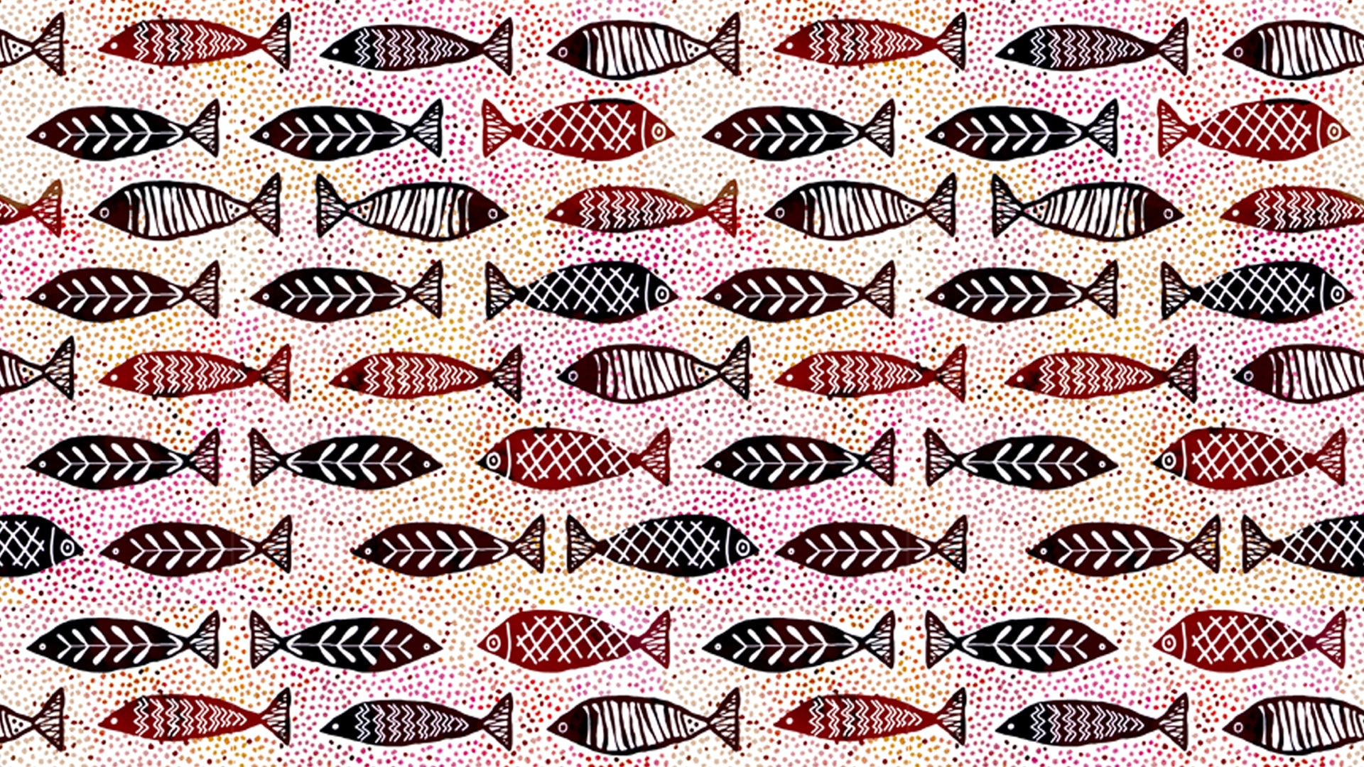 Something's Fishy: Vibrant Fish Pattern Wallpaper With Abstract Background