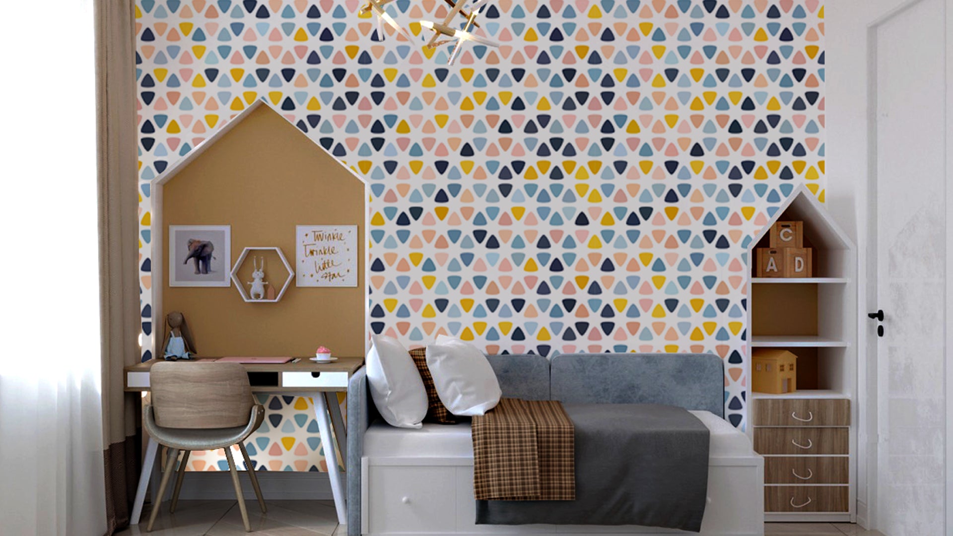 Modern Pastel Geometric Triangle Pattern Wallpaper