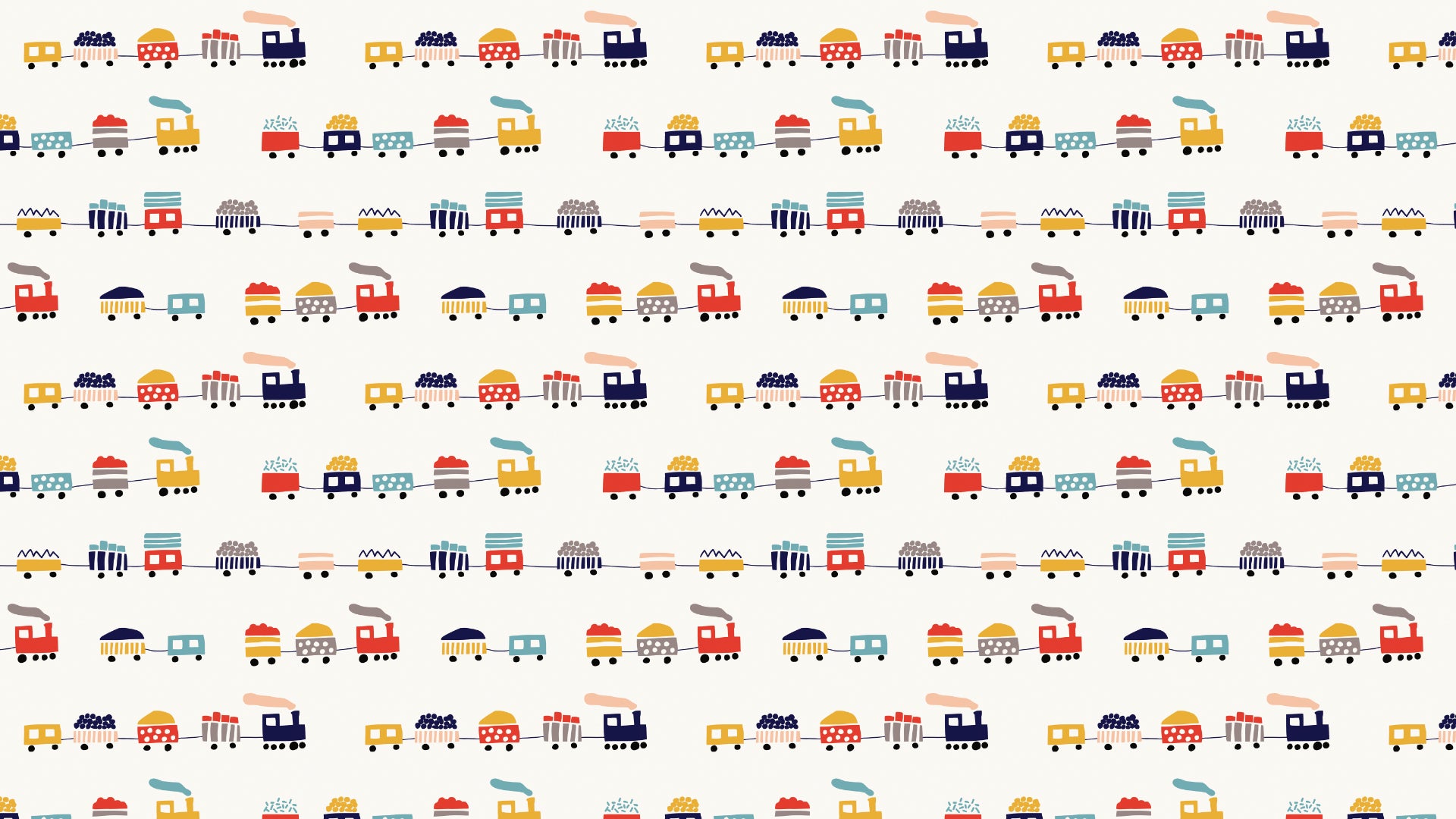 Vibrant Colorful Trains Pattern Wallpaper