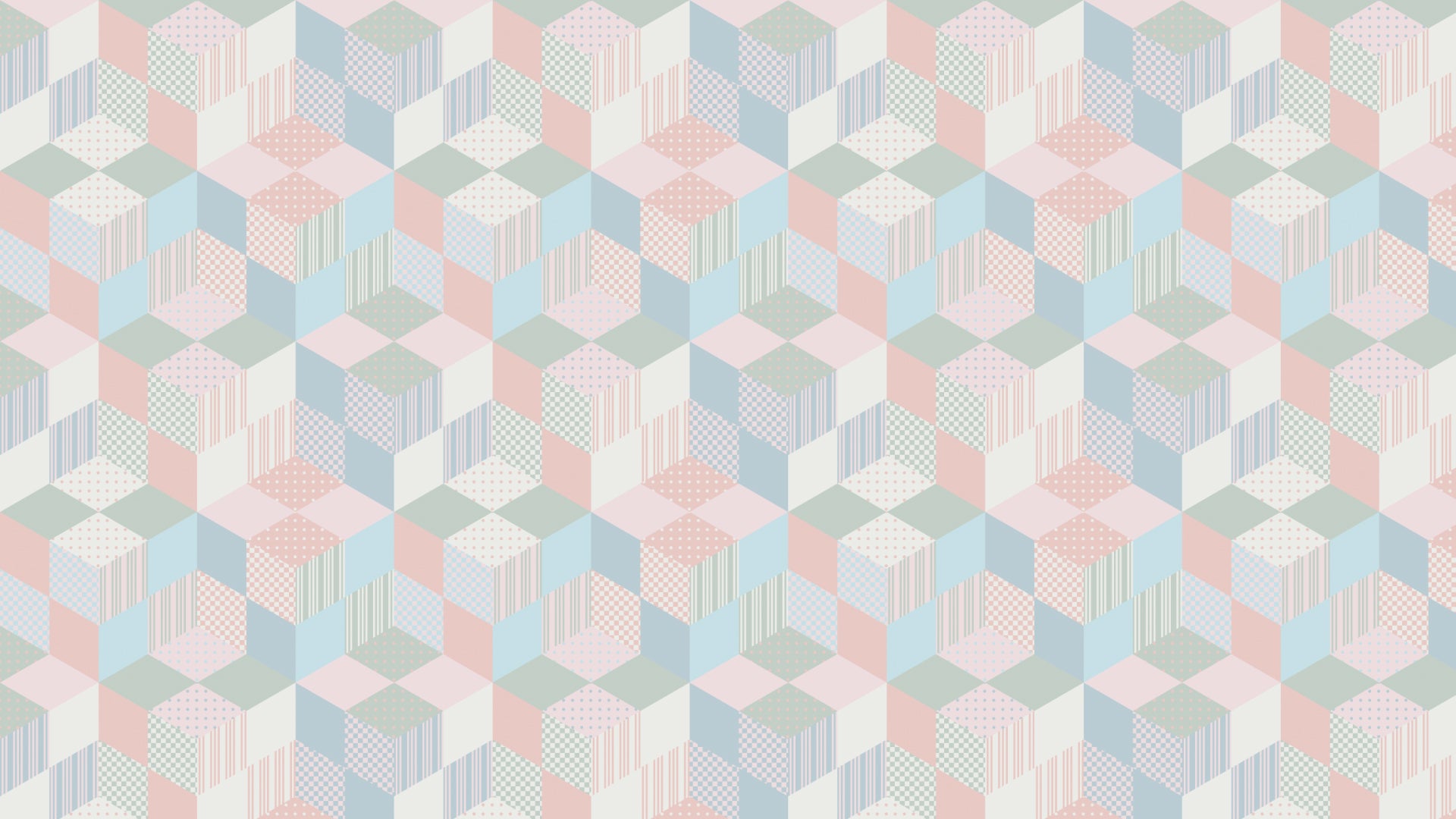 Rubiks Cube: Soft Pastel Geometric Wallpaper With A Playful 3D Cube Illusion And Subtle Pattern Detailing