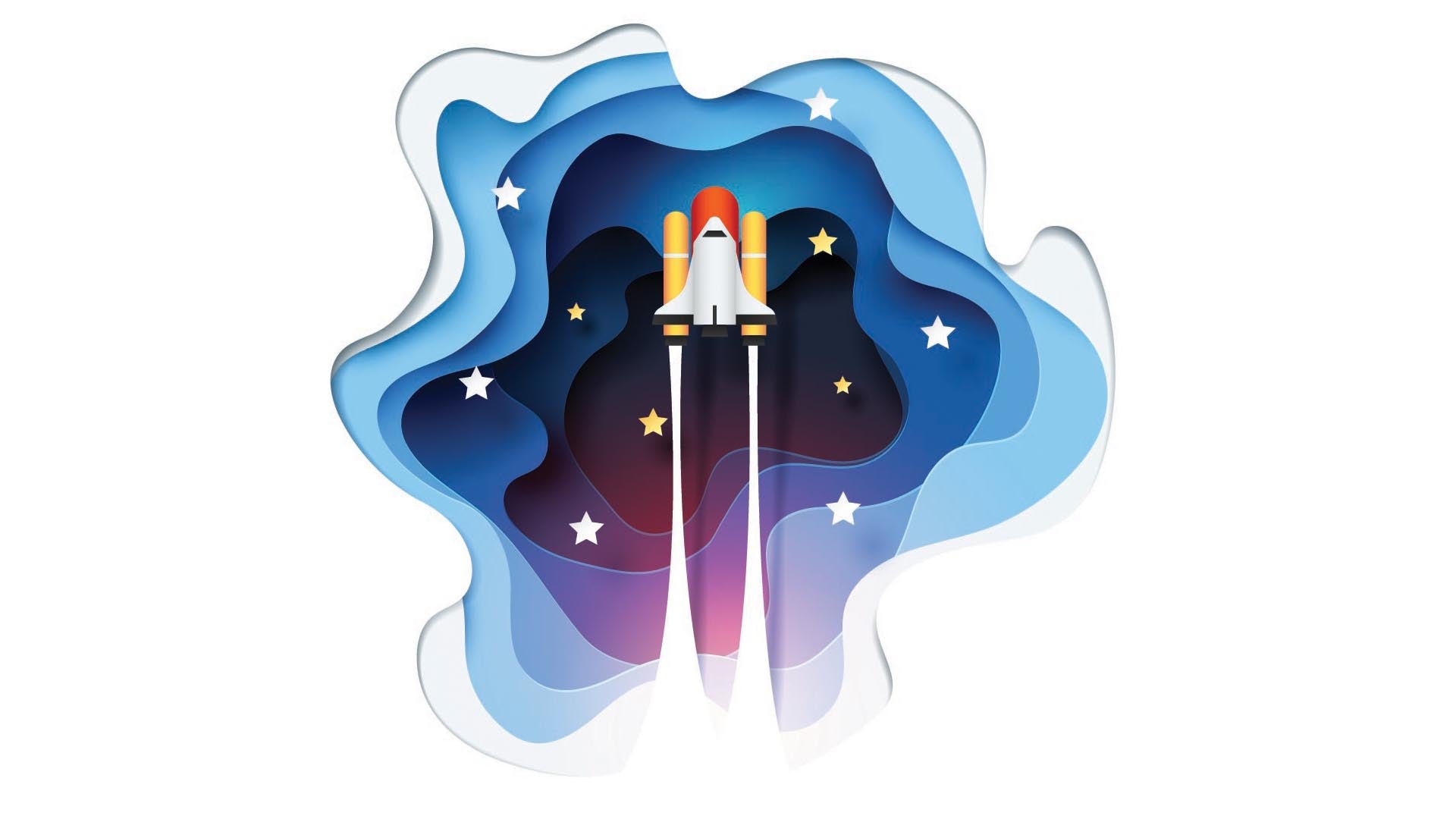 Off To Explore: Rocket Launch Wallpaper With Stars And Space