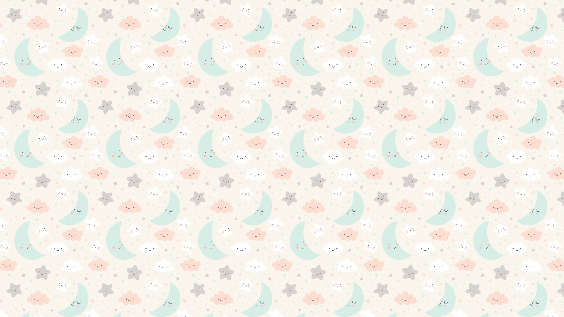 Smiley Clouds and Moons Wallpaper for Kids Room