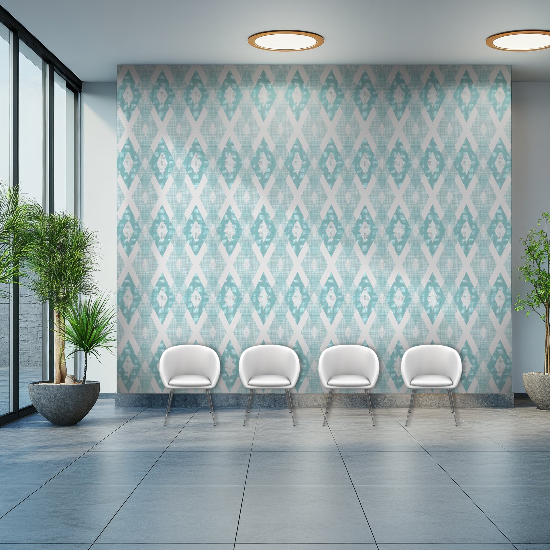 Blue diamond shaped geometric wallpaper