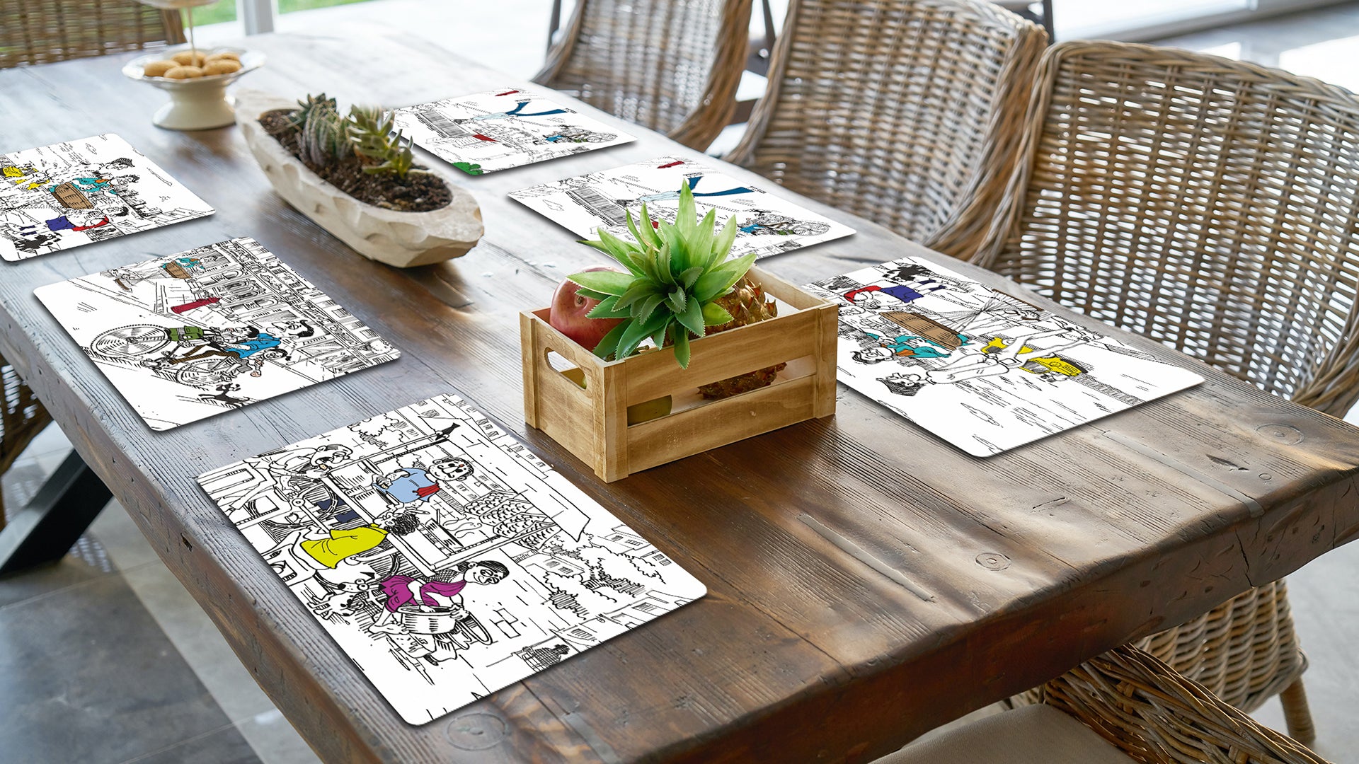 Indian Street Food Premium Printed MDF Wooden Dining Table Mat - TM_SL01032