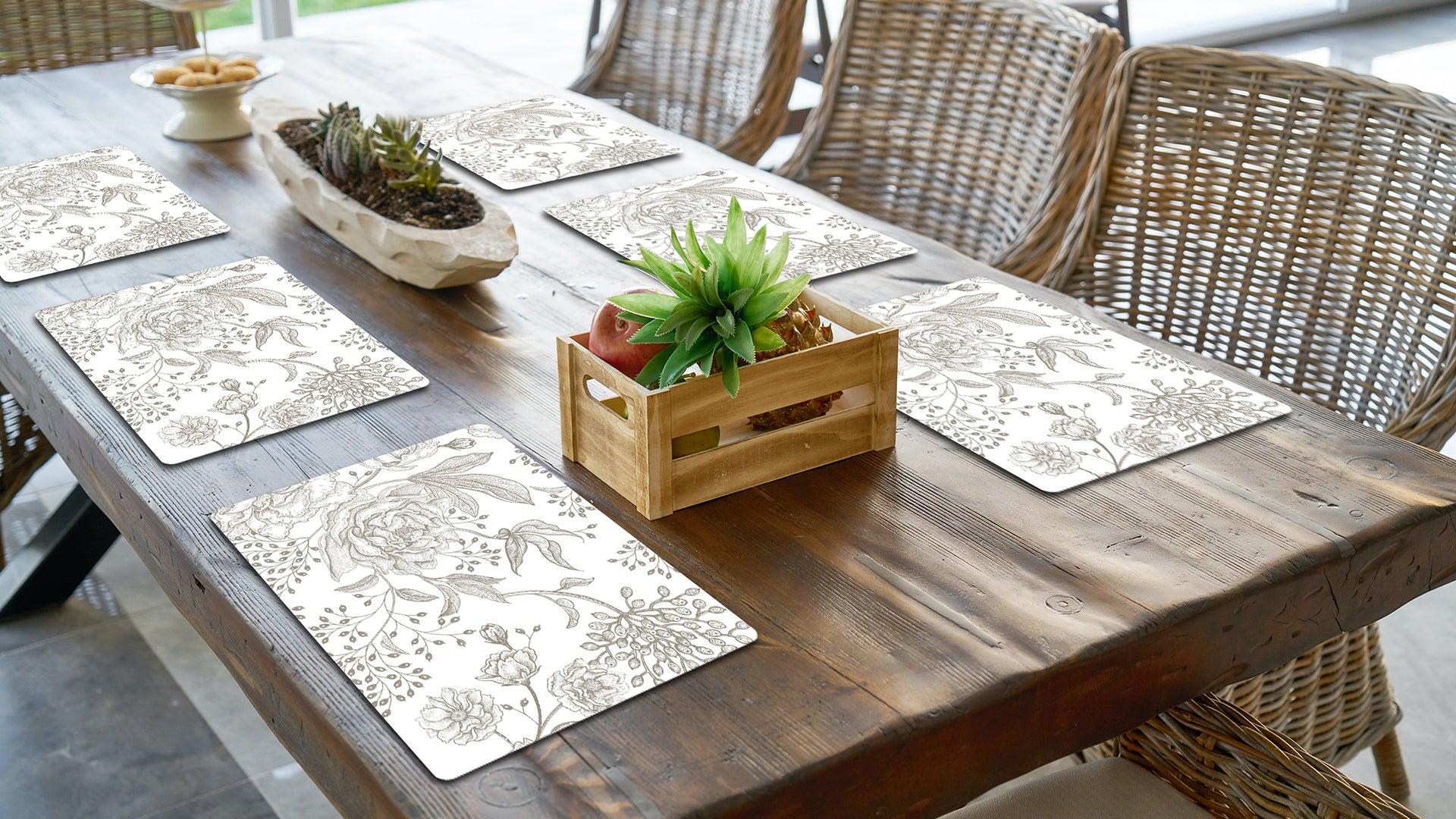 Vintage Peonies & Roses Premium Printed MDF Wooden Dining Table Mat