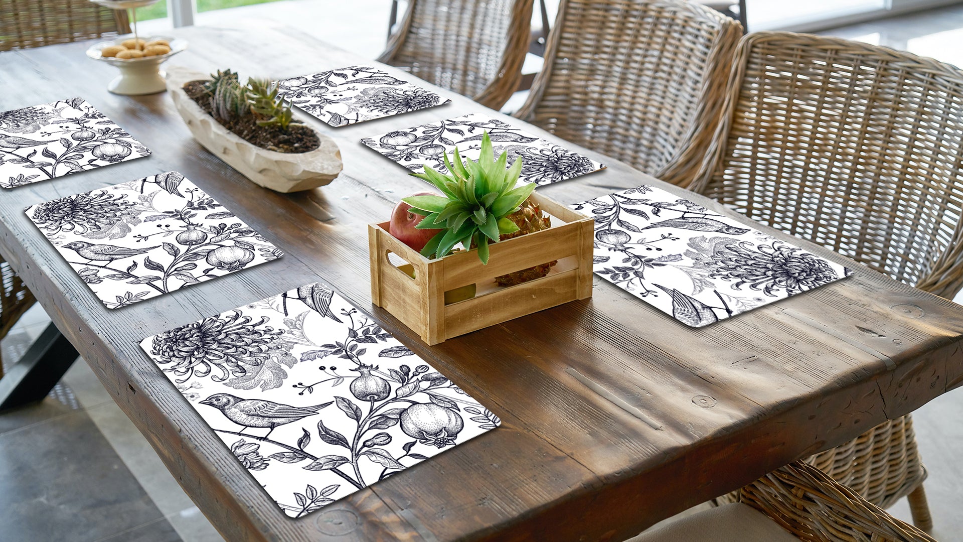 Vintage Chrysanthemum Premium Printed MDF Wooden Dining Table Mat