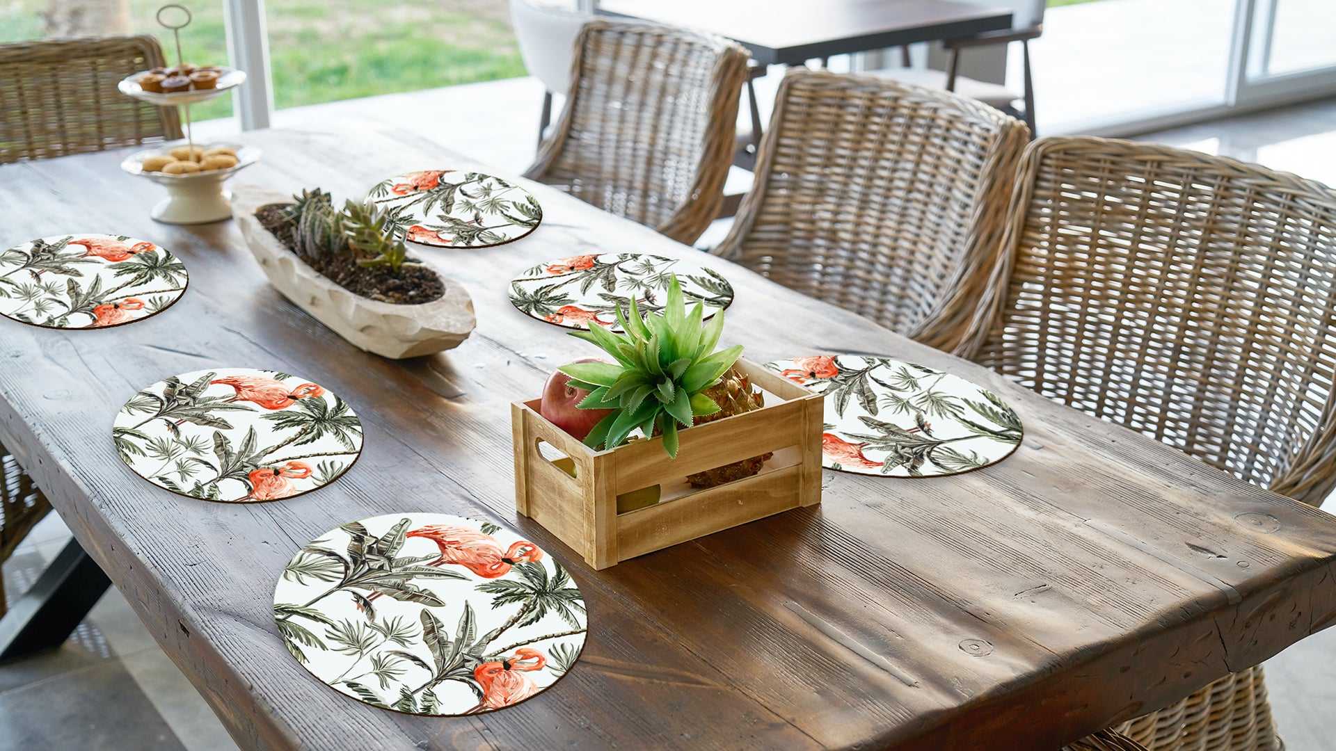 Brilliant Flamingos Premium Printed MDF Wooden Dining Table Mat