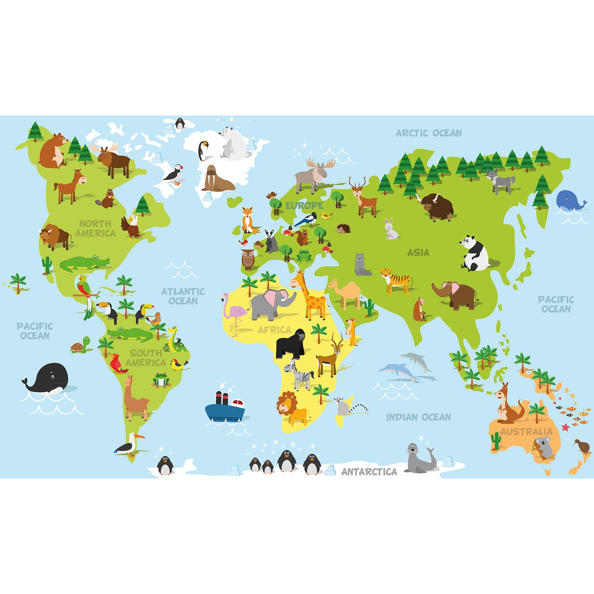Funny cartoon world map