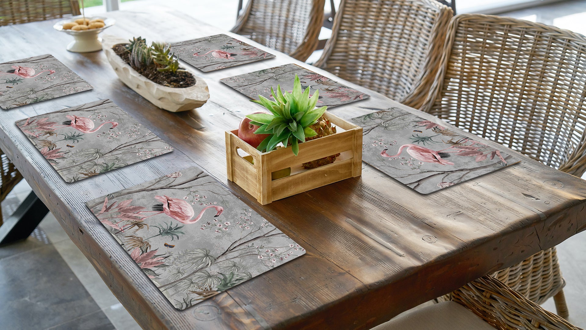 Graceful Flamingo Premium Printed MDF Wooden Dining Table Mat