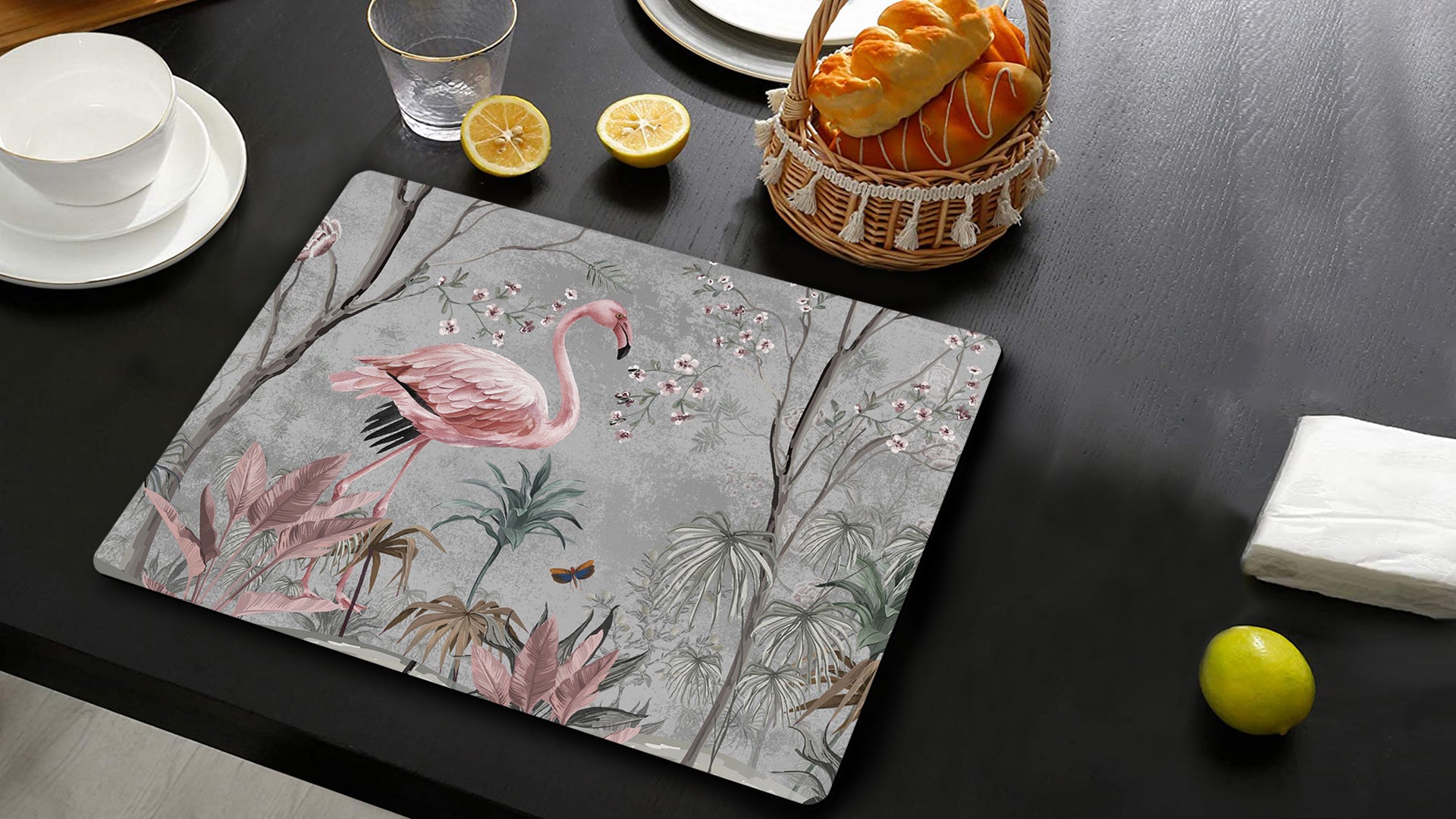 Graceful Flamingo Premium Printed MDF Wooden Dining Table Mat