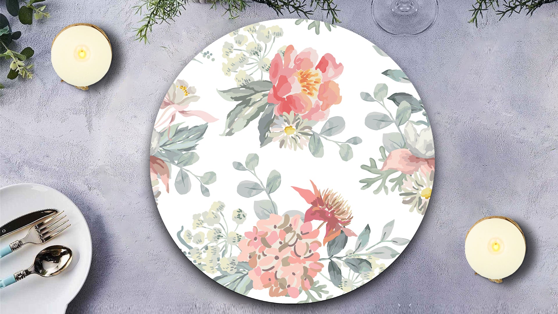 Vibrant Florals Premium Printed MDF Wooden Dining Table Mat