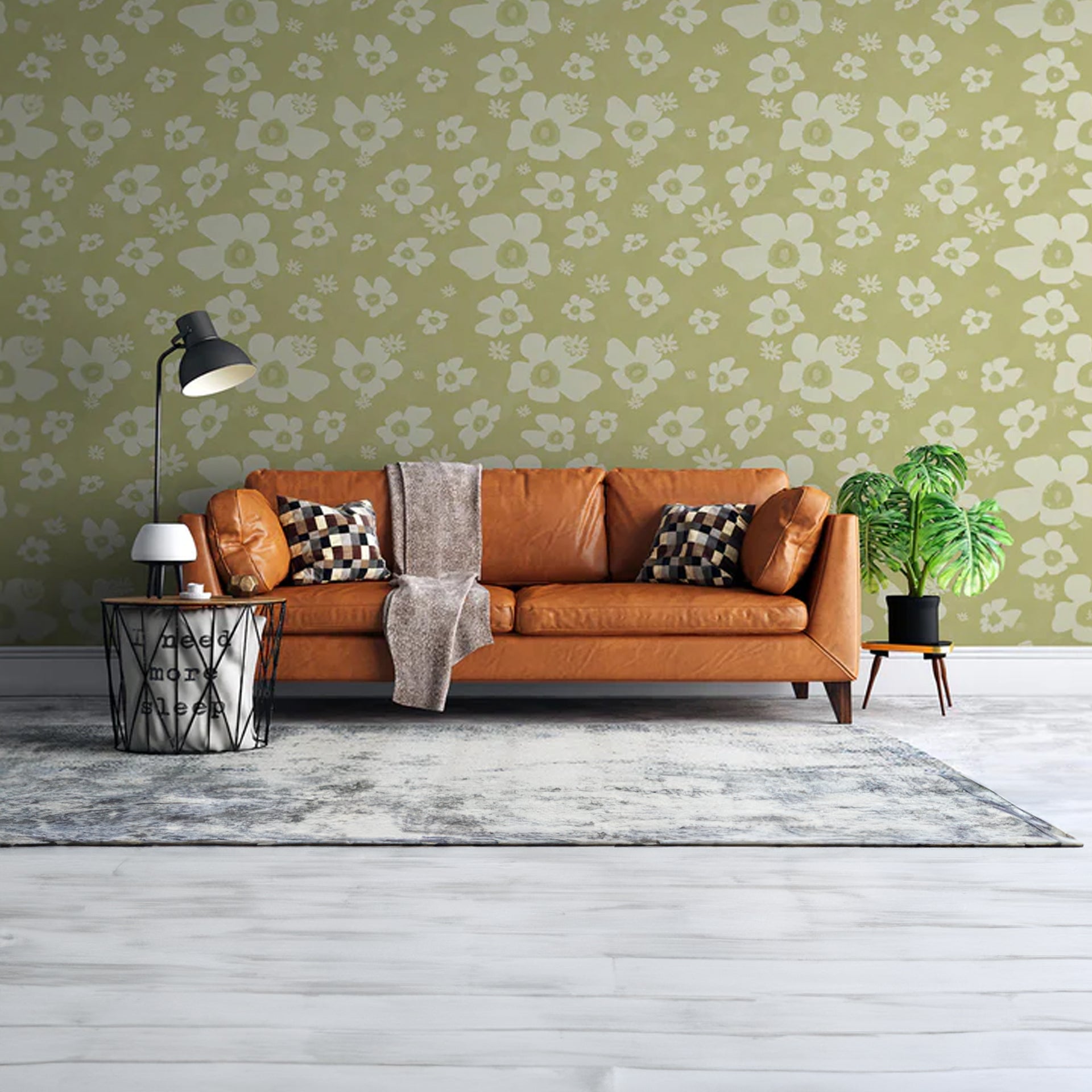 olive green background Floral wallpaper