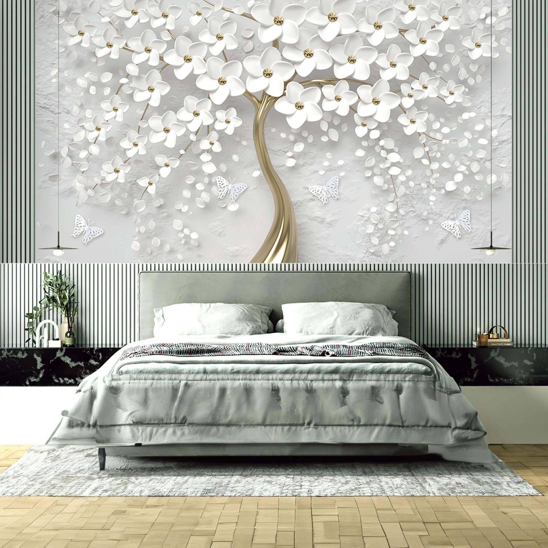 3D Floral with Butterflies