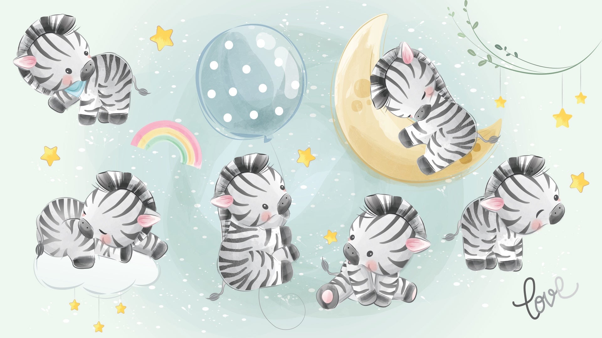 Handpainted  baby Zebras