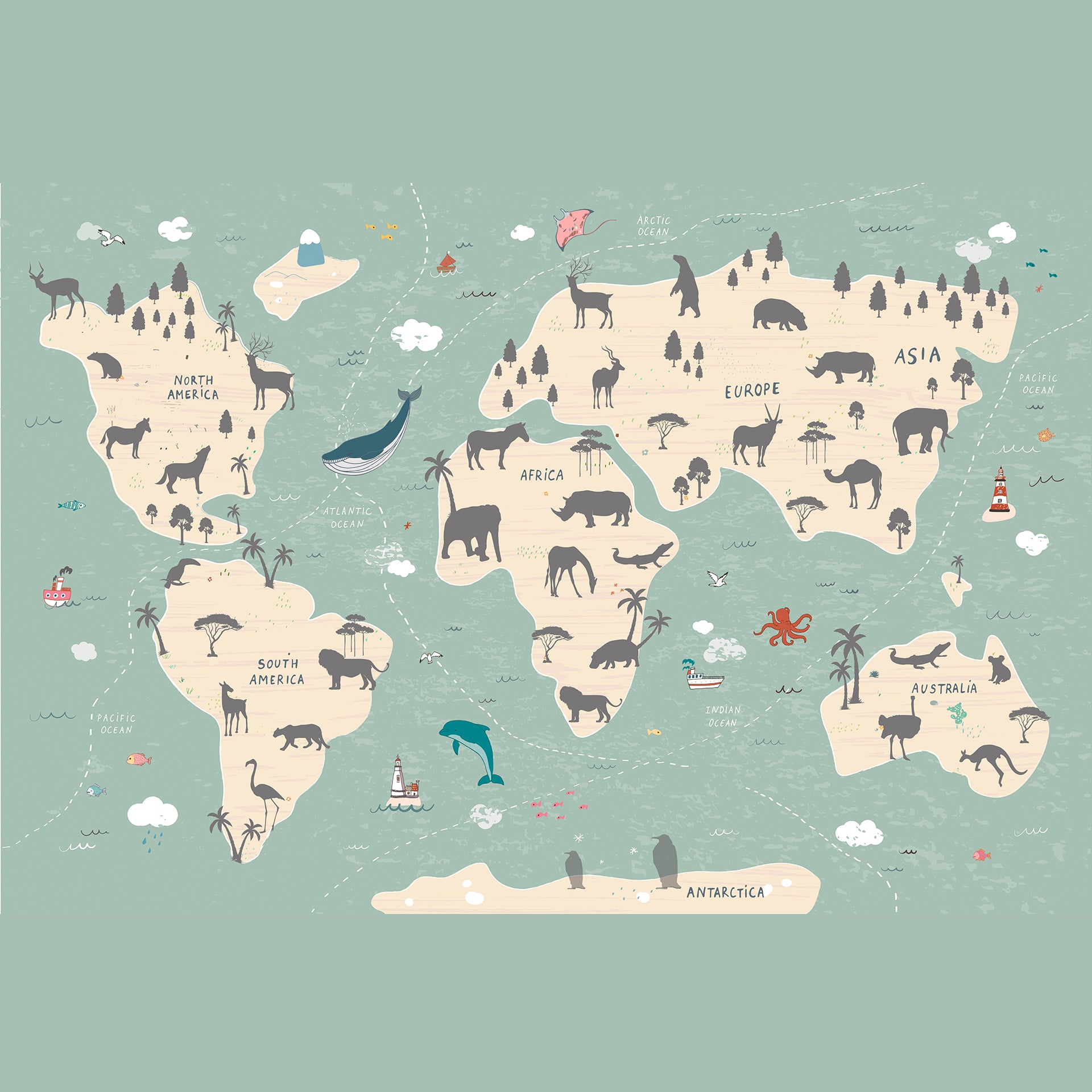 forest animals wallpaper for kids room