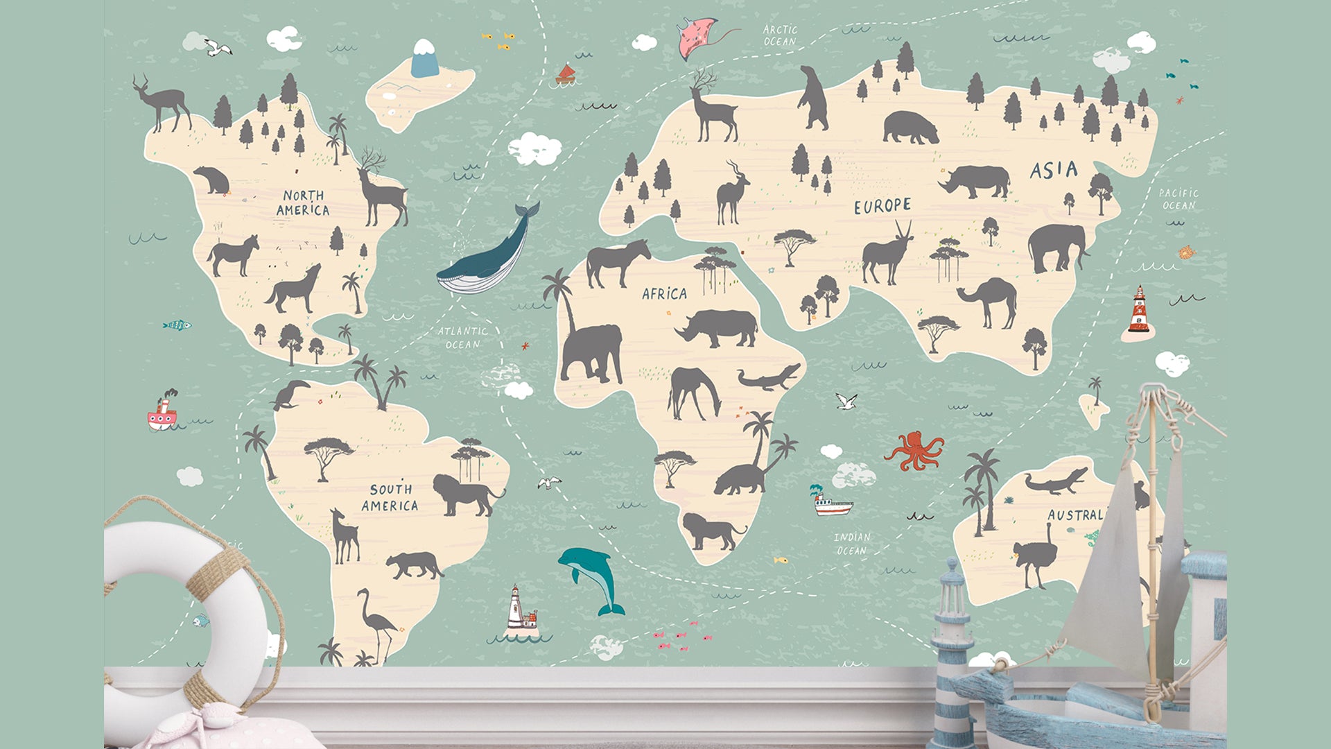 forest animals wallpaper for kids room