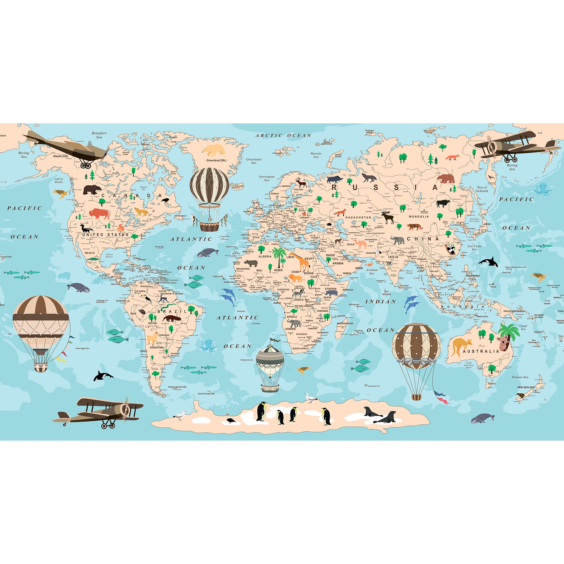 Vintage World Map for Kids