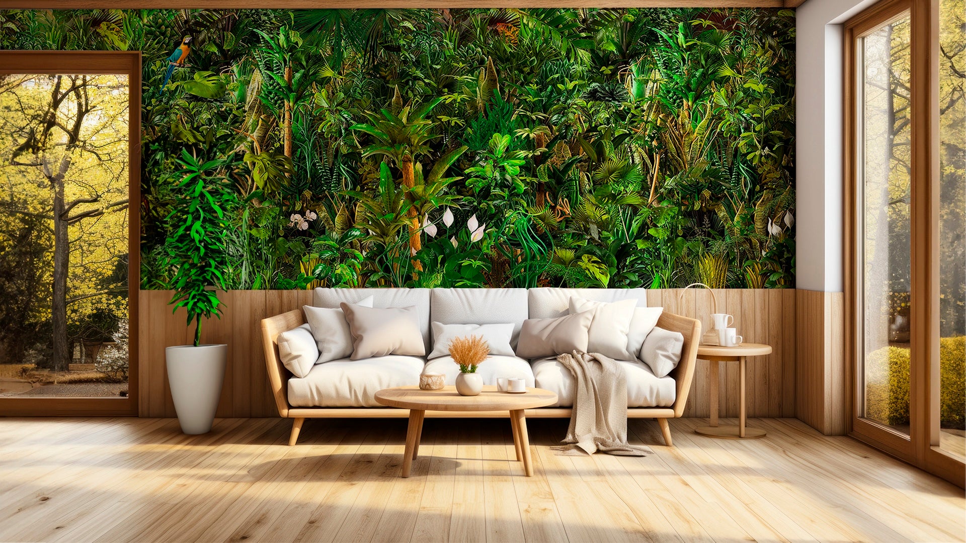 Seamless tropical nature botanical landscape