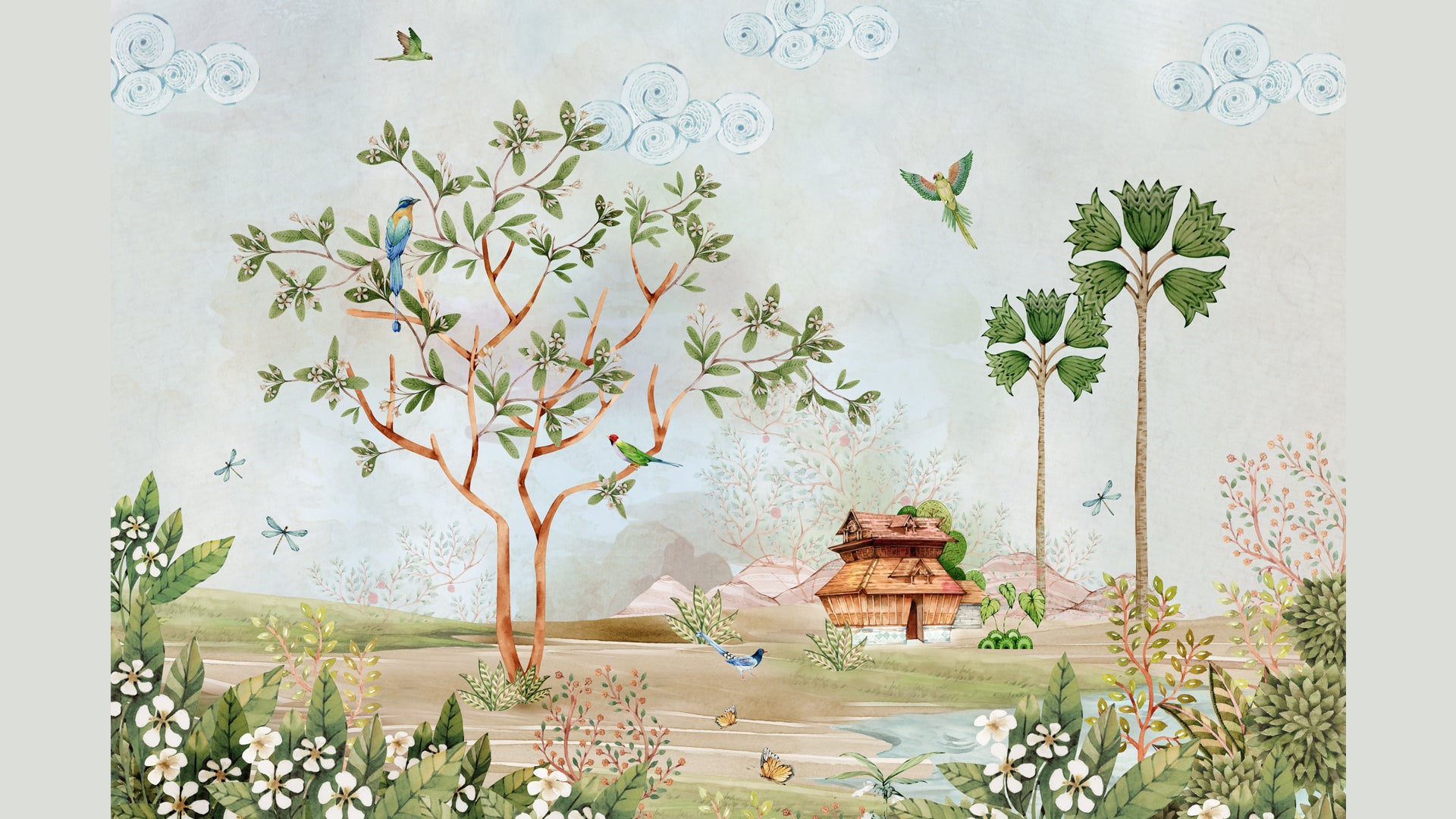 Traditional bali vibe mural wallpaper