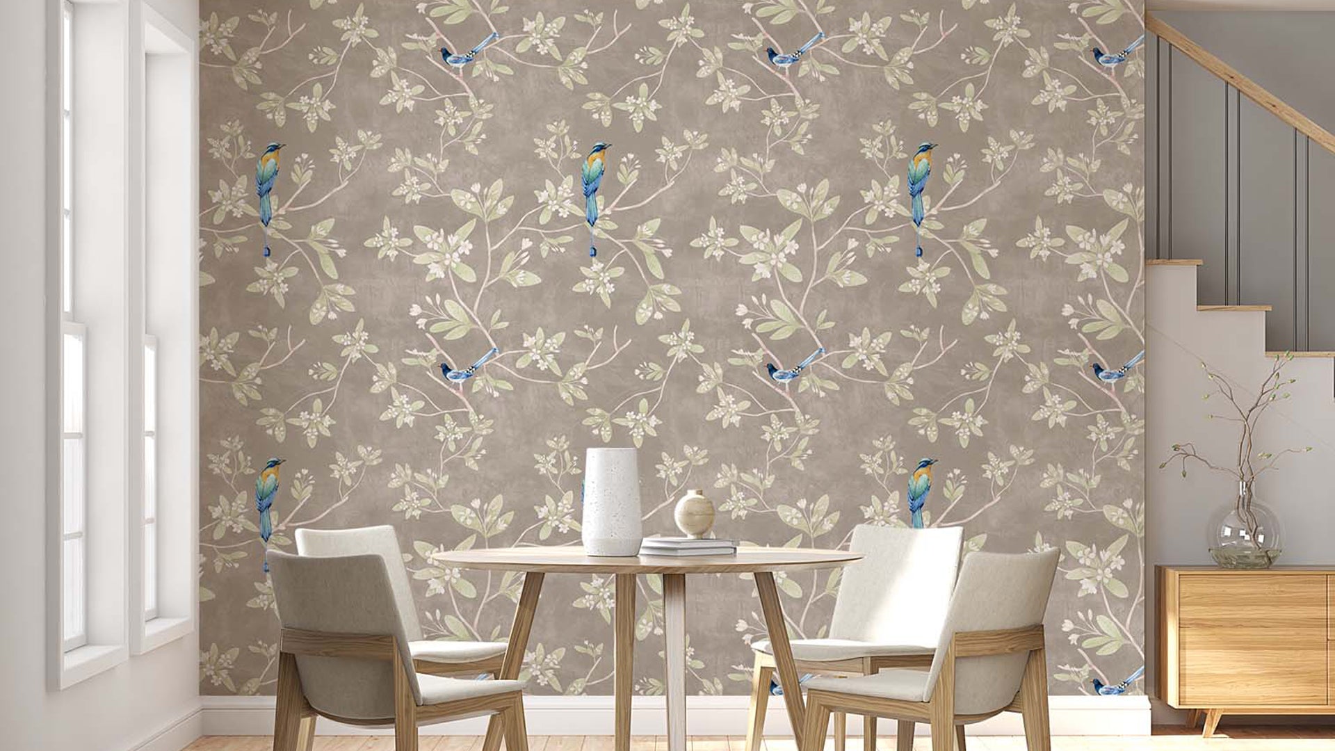 Elegant tropical wallpaper with white leaves