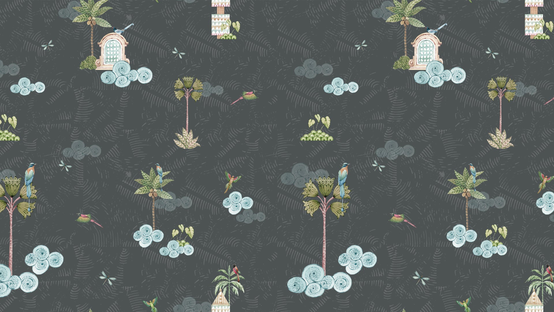 Bali Coconut tree wallpaper with birds