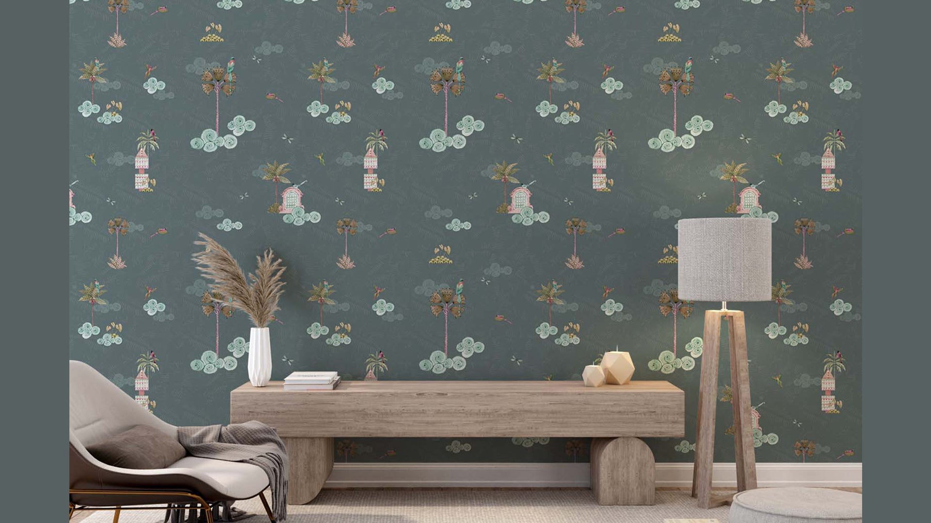 Bali Coconut tree wallpaper with birds