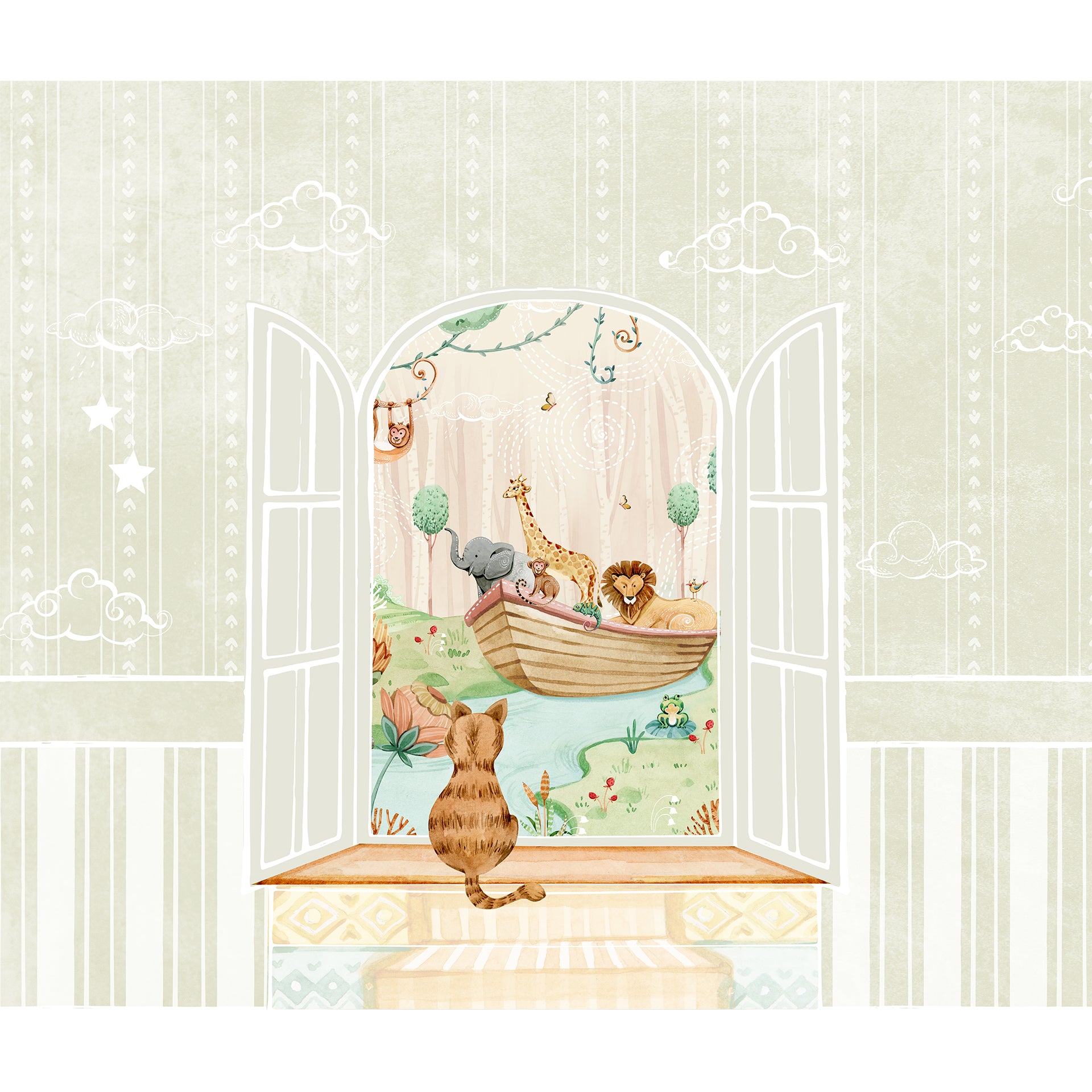 Whimsicalcal Scene of Animal Adventure Wallpaper