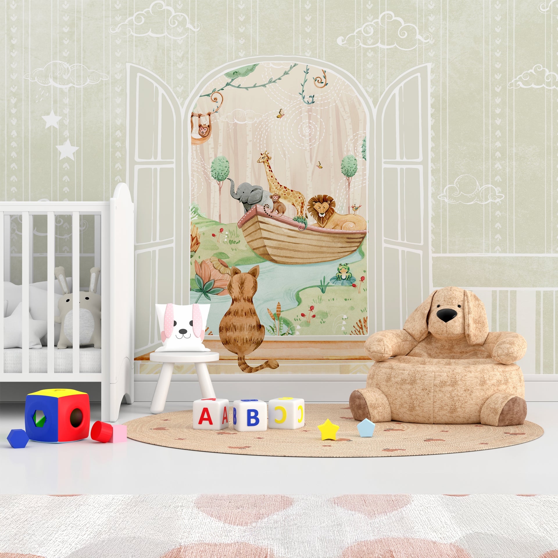 Whimsicalcal Scene of Animal Adventure Wallpaper