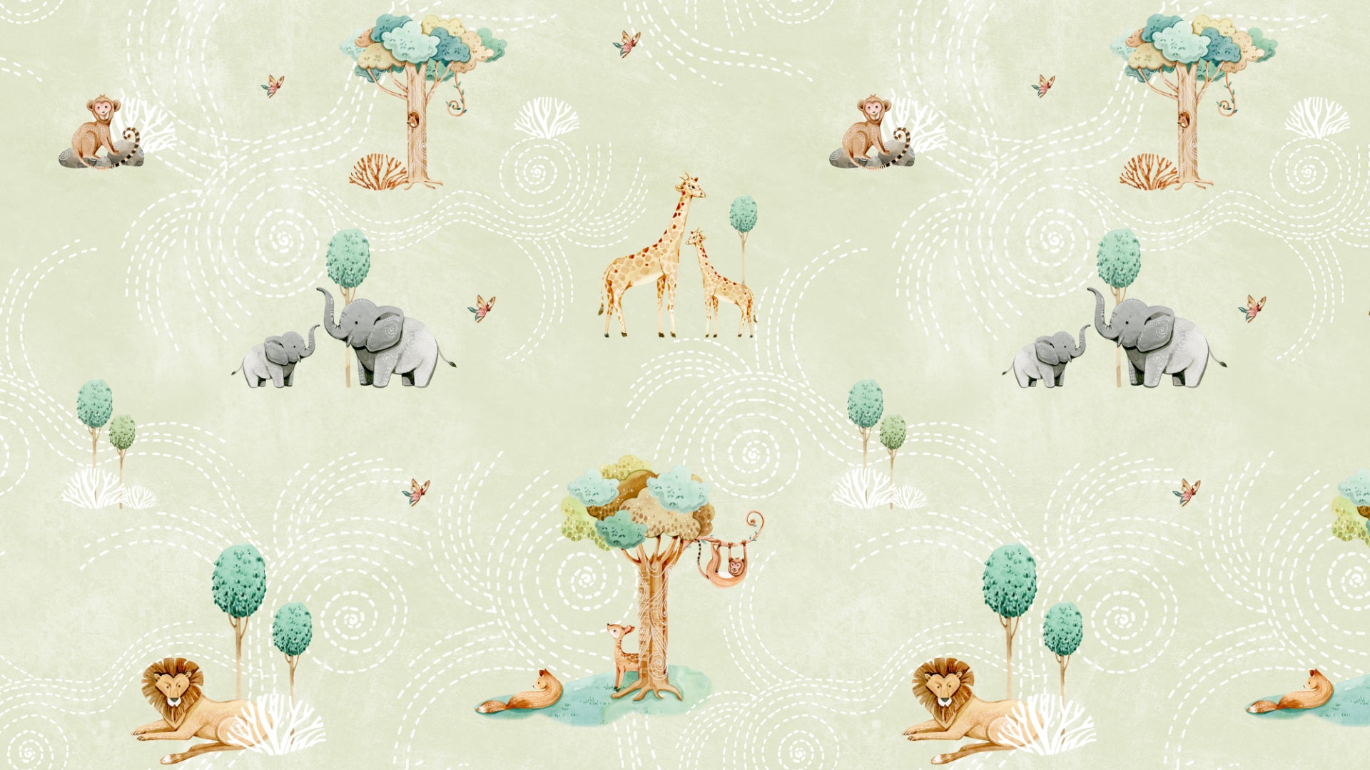 Whimsical Animal Safari Adventure Wallpaper