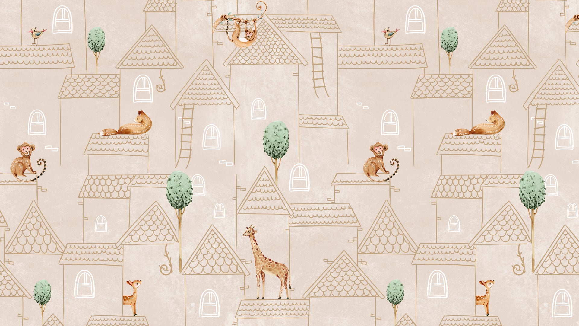 Playful Animal Themed Wallpaper for Children's Spaces