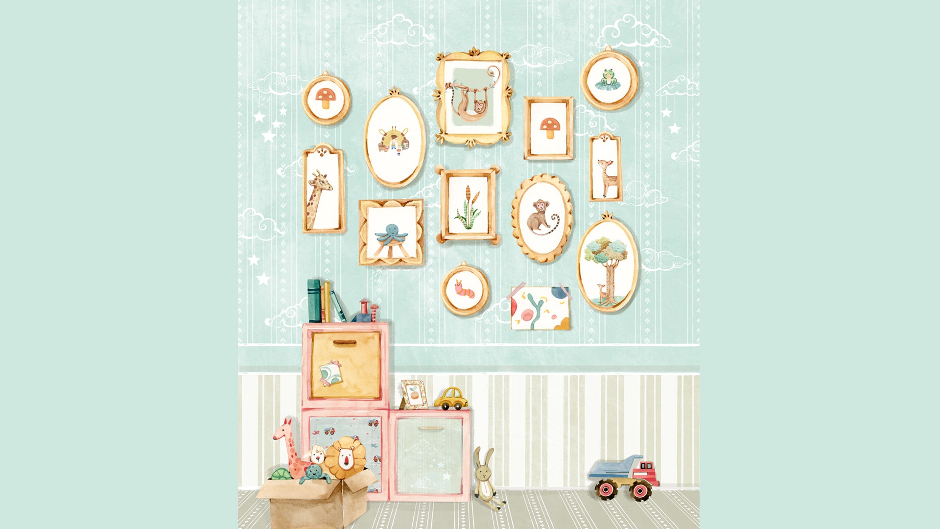 Whimsical Wall Art Wallpaper for Playrooms & Nurseries