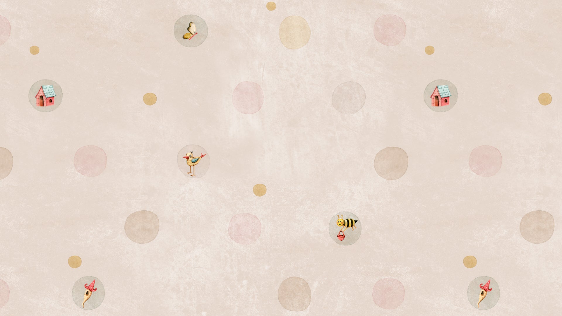 Playful Polka Dot Wallpaper with Whimsical Nature Accents