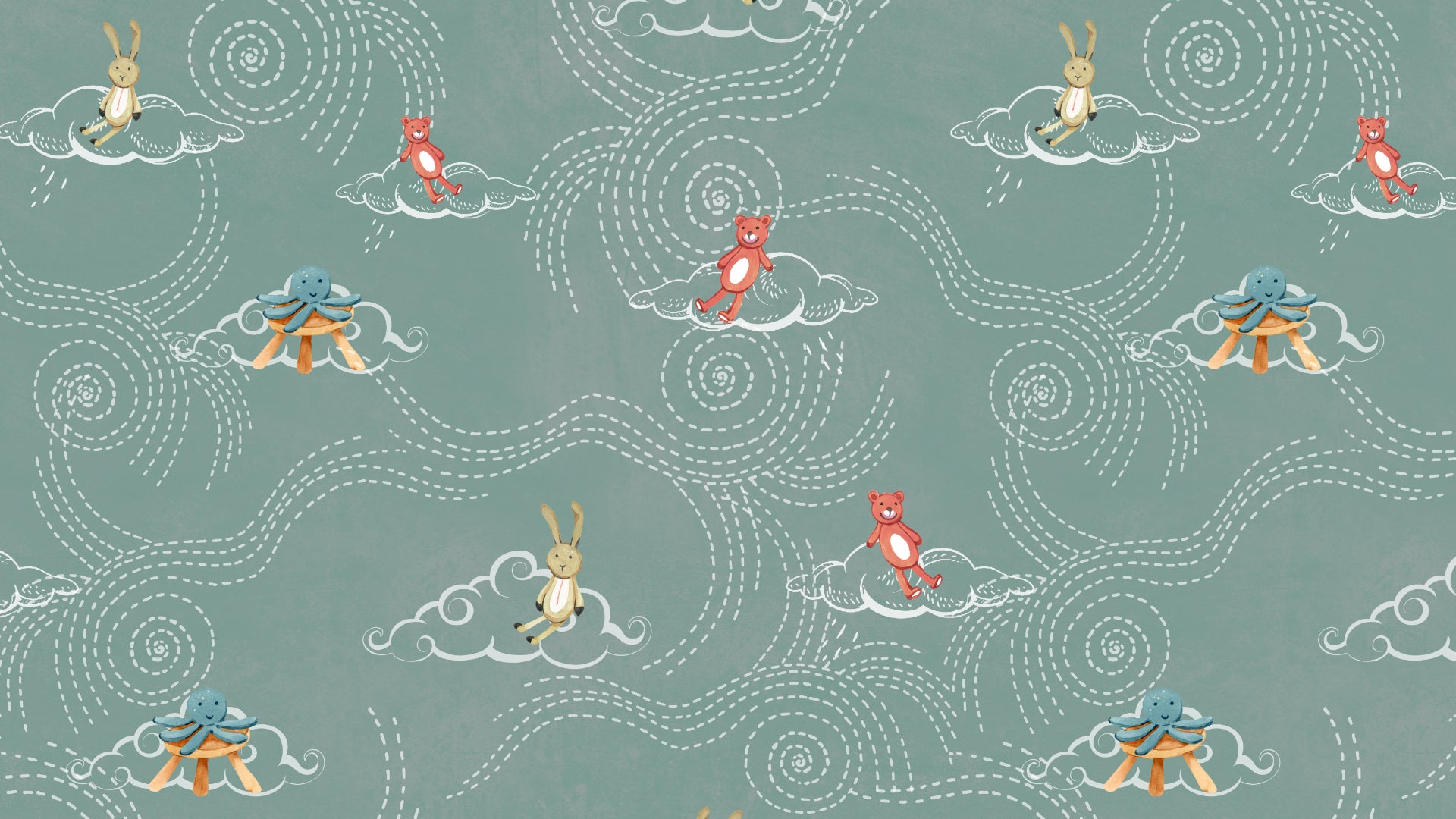 Whimsical Animal Cloud Wallpaper for Kids' Rooms