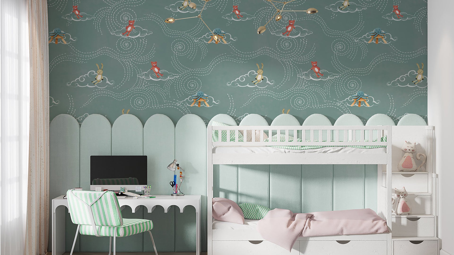 Whimsical Animal Cloud Wallpaper for Kids' Rooms