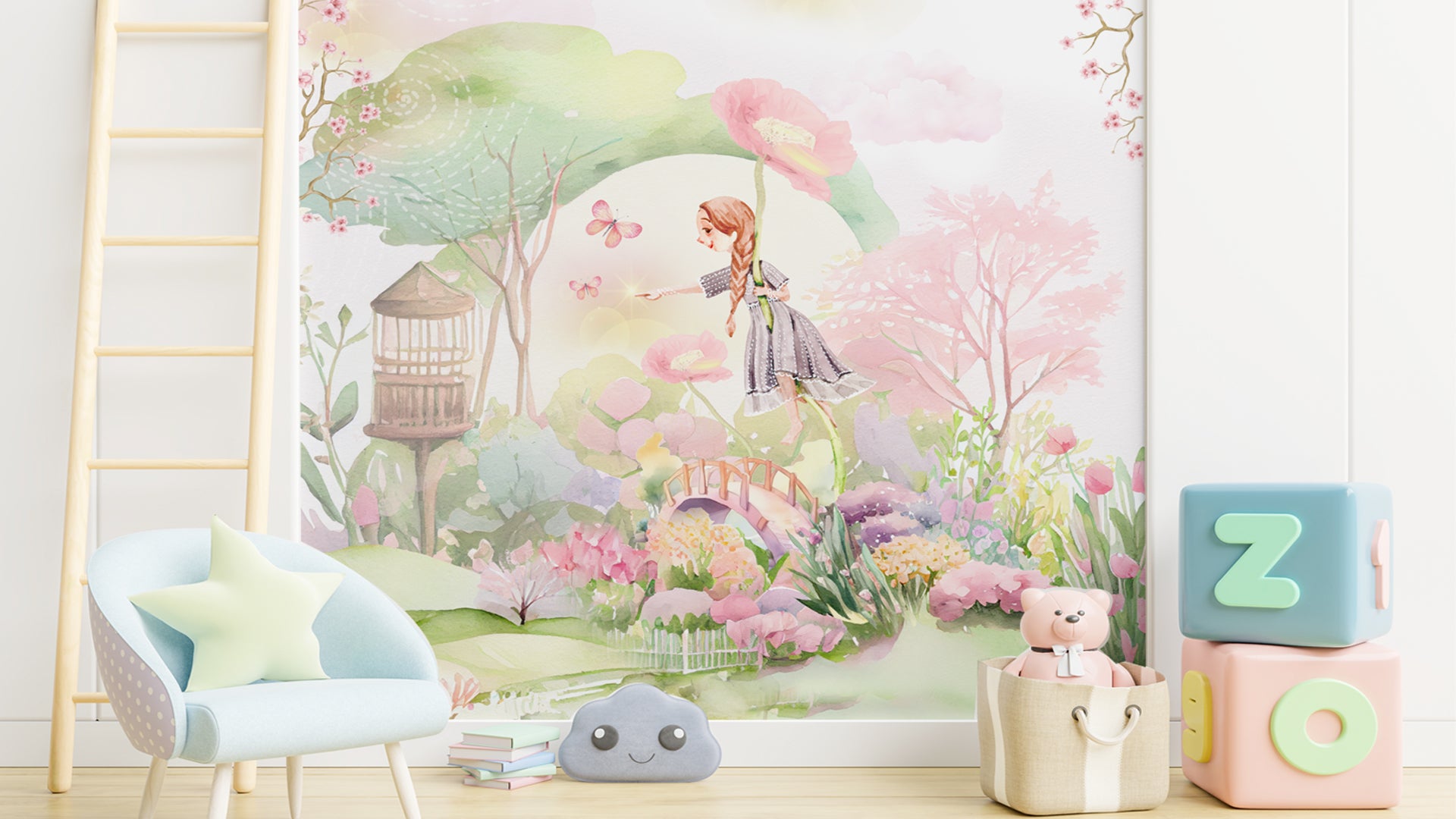 Fairy in the Woods Girls Wallpaper for room