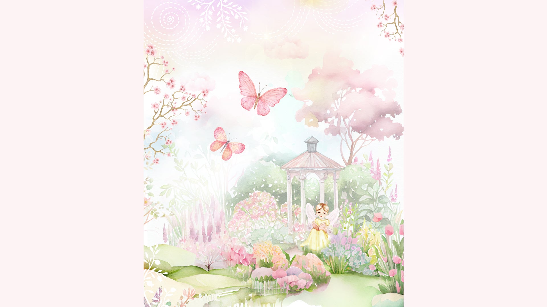 fairyland dreams girls bedroom wallpaper