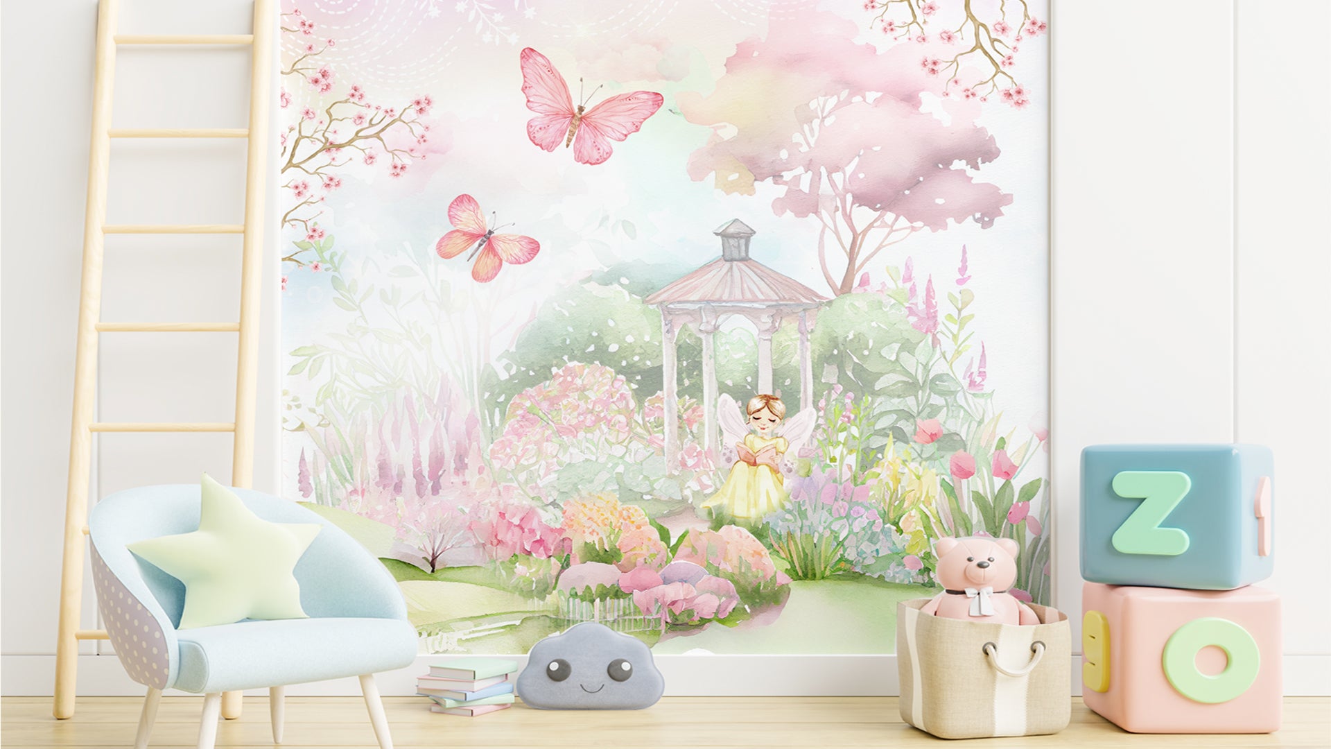 fairyland dreams girls bedroom wallpaper