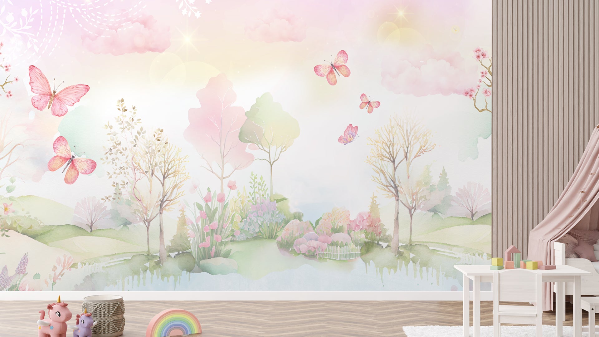 3D butterfly wallpaper for girls room