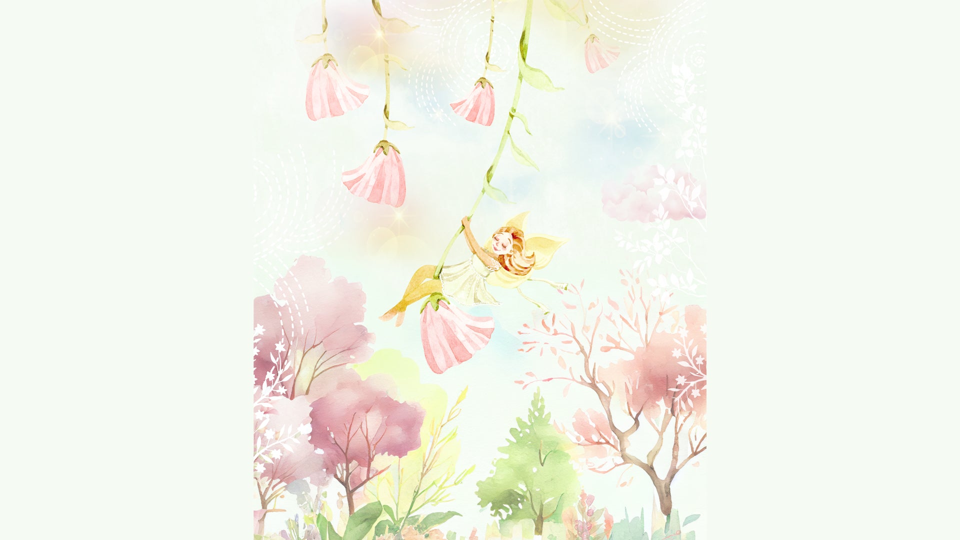 cute pink fairy wallpaper for girls bedroom