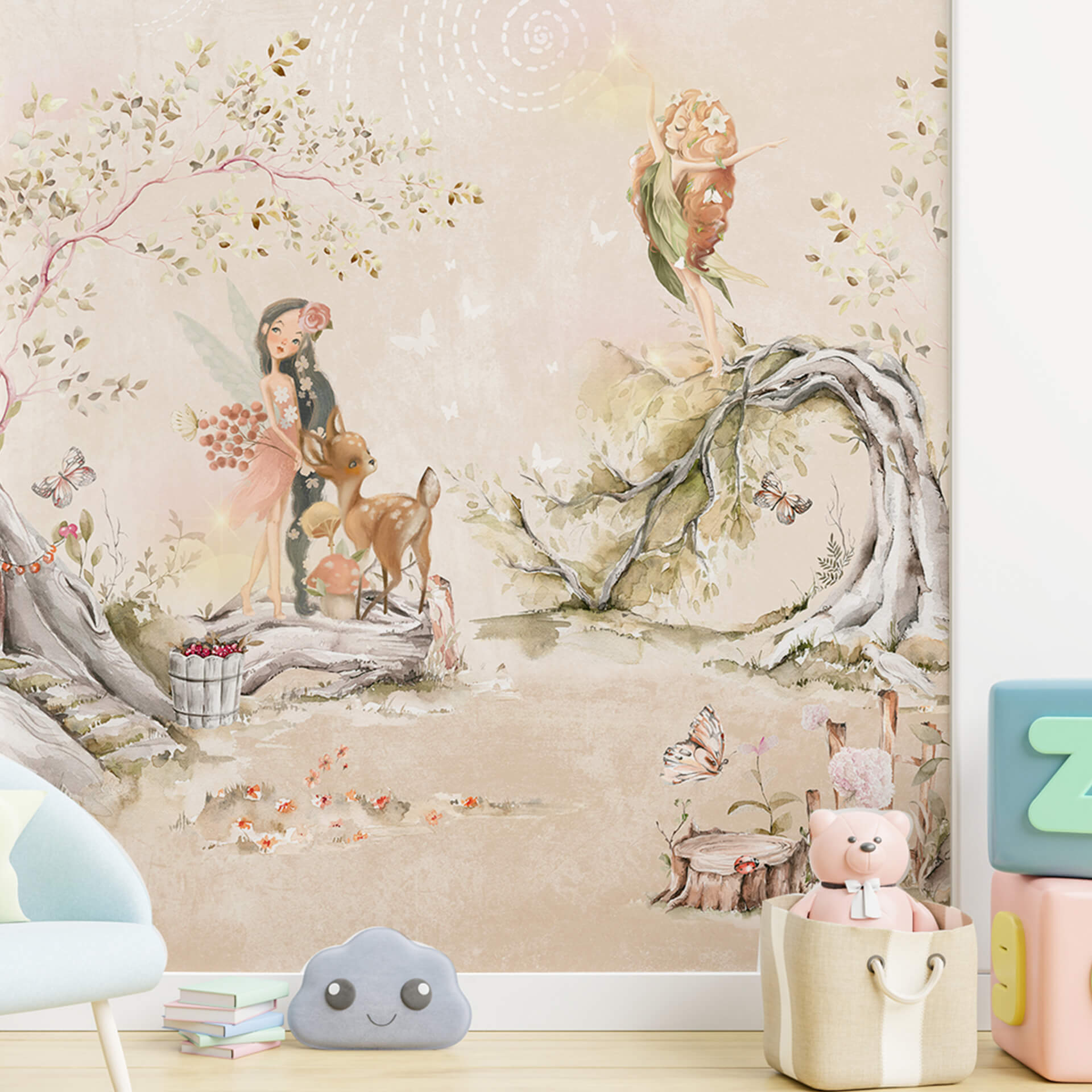 Jungle fairy wallpapers with deer and butterflies